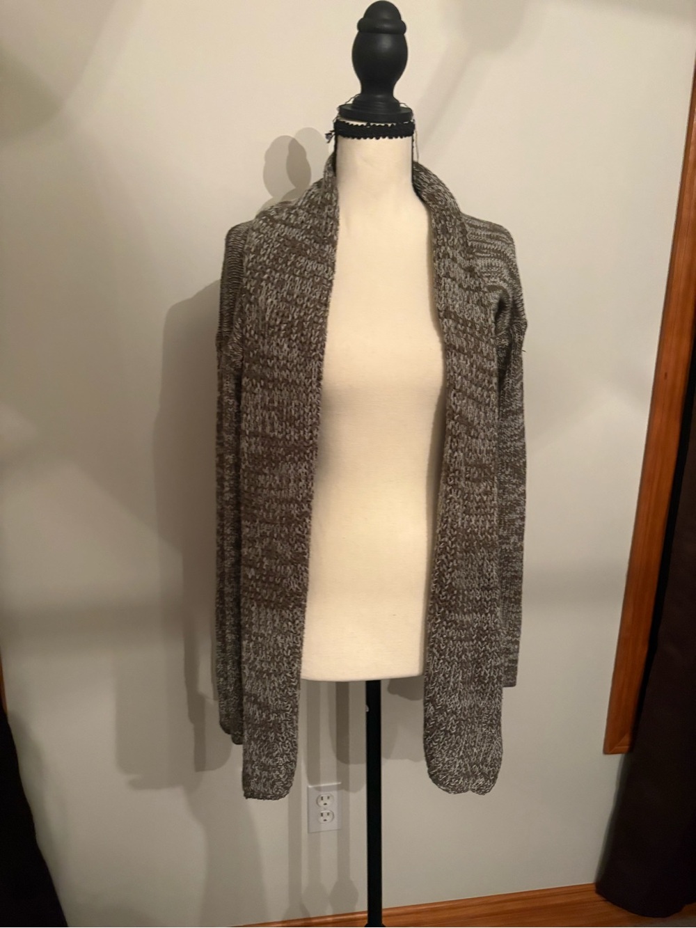 Poof Excellence Marled Gray Open-Front Knit Cardigan